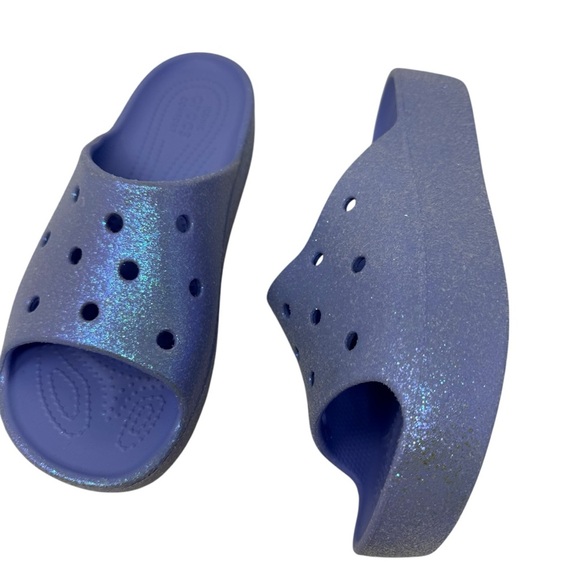 Crocs classic platform glitter Womens Size 9 moon jelly purple slide sandals - Picture 1 of 6